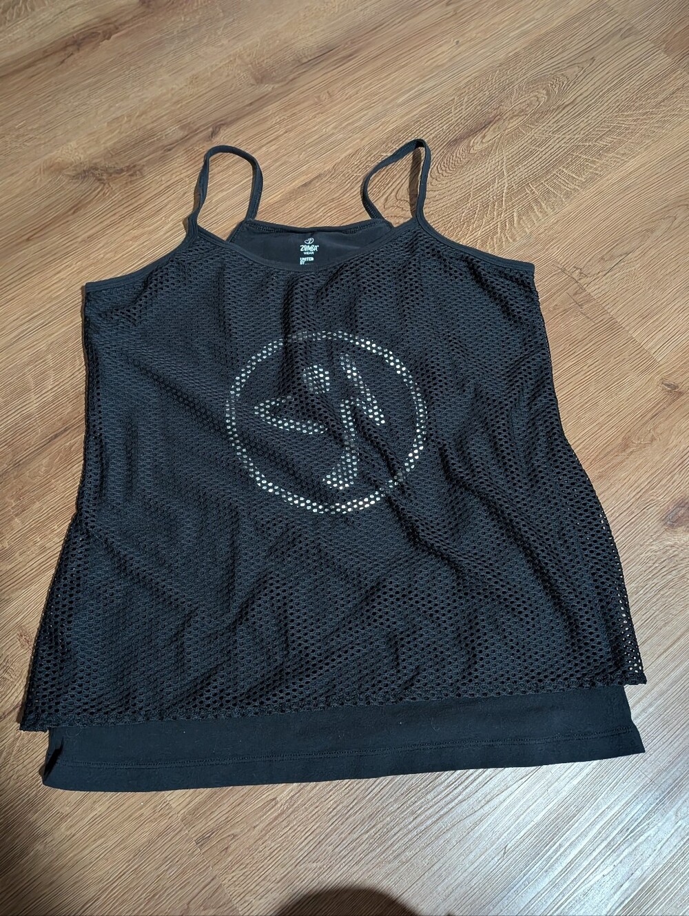 Zumba Black Workout Mesh Logo Tank XL